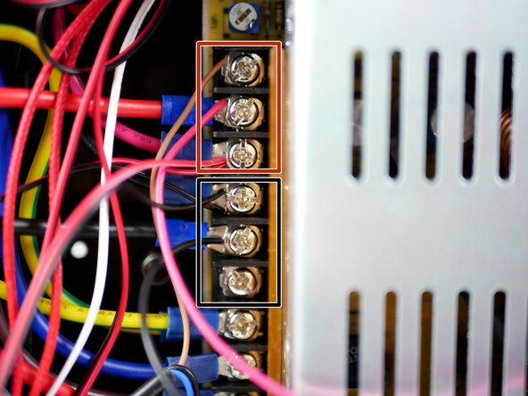 As before connect the Hotend's fan cables directly to the power supply terminals.