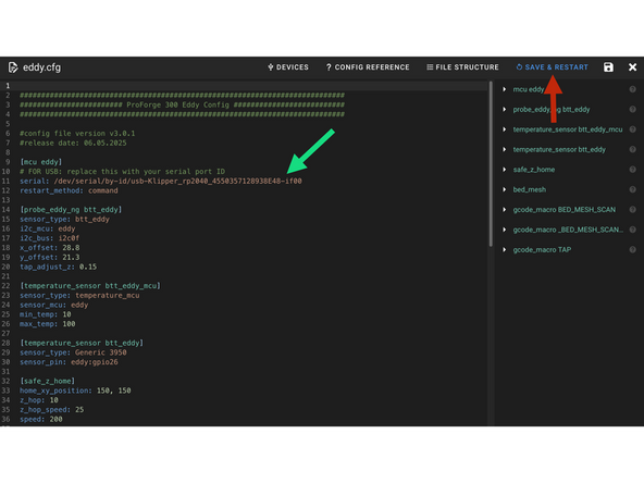 Insert the Serial ID into the Eddy.cfg file.
