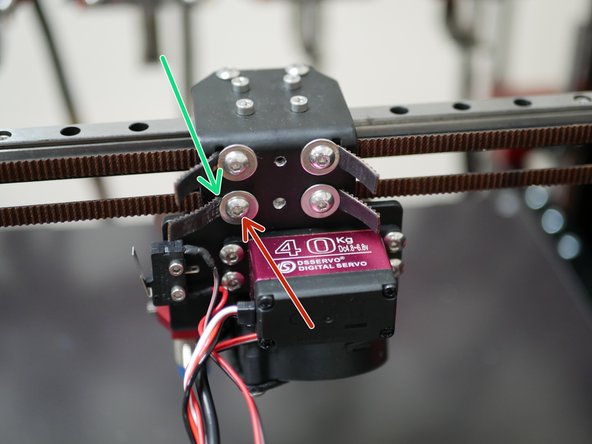 Secure the belt with an M4 x 6mm bolt and M4 penny washer - do not fully tighten down this bolt yet, as we will be tensioning the belts in the next step.