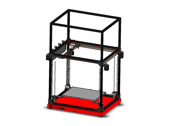 Secure the roof frame to the top of the printer via the corner brackets.