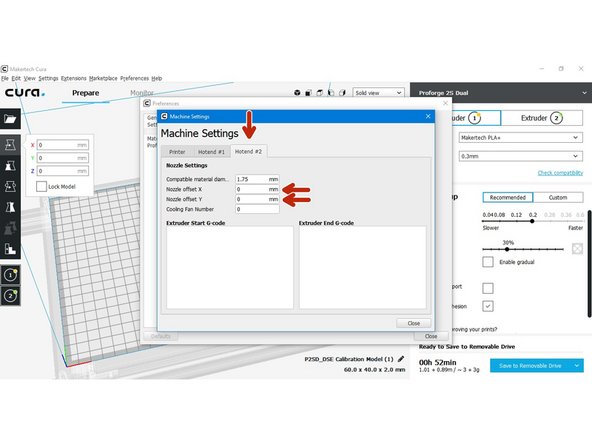The two parts of the Calibration Print will likely be either over-lapping each other or be leaving a gap.