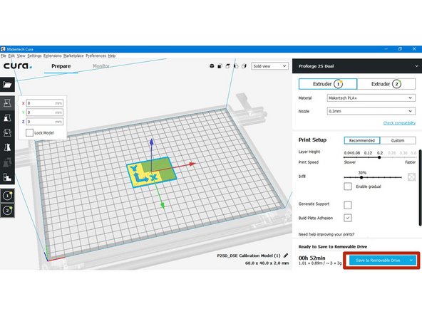 Re-slice the model in Cura and copy it onto the SD Card.
