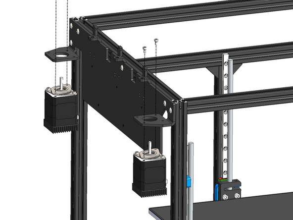 Mount the gantry motors as shown with M3 x 6mm Cap Head Bolts.