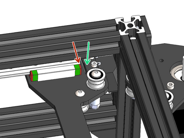 When the gantry is slid all the way to the right it should bump the endstop as shown.