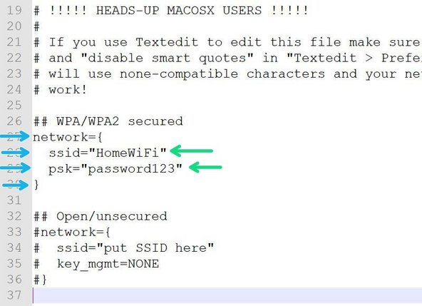 Remove the single # from the beginning of each line of your chosen configuration.