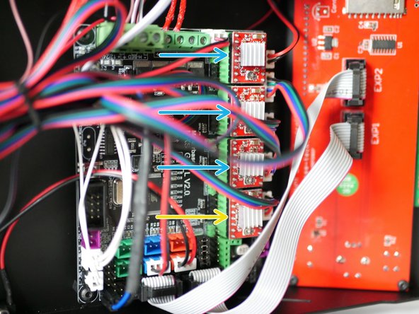 Install the stepper drivers onto the control board.