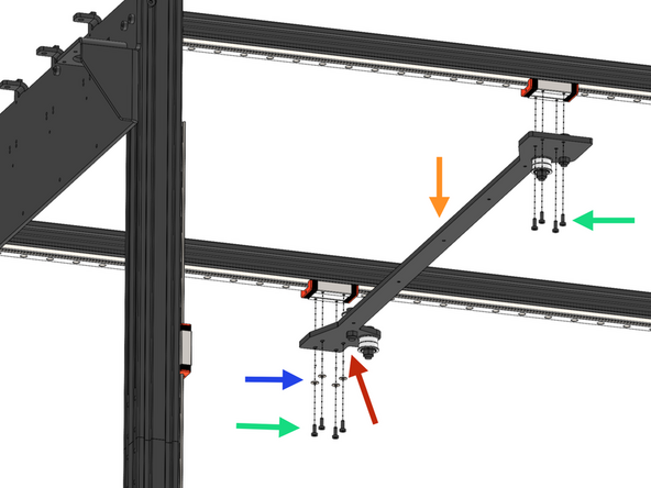 Fix the Gantry to the X-Rail carriages as shown.