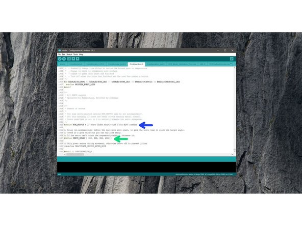 Because of a bug in the current release of the marlin firmware we're setting the servo settings this way: