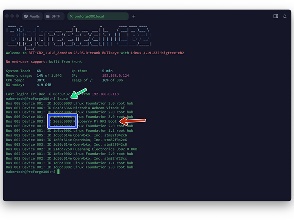In Termius send the following command: