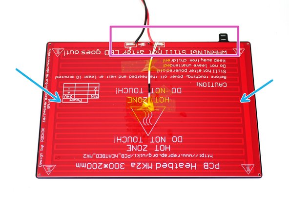 Peel the backing paper off the double sided adhesive paper and press the heated bed on to the metal platform.