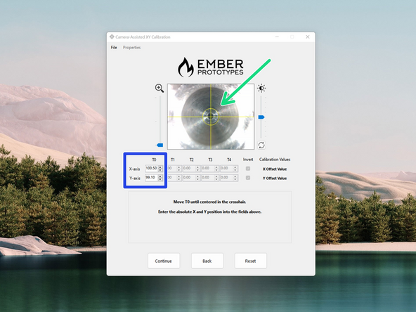 Move the module to get it near to the centre of the print heads nozzle.