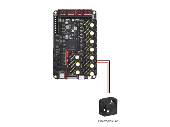 Connect the fan to the Octopus Max control board as shown.