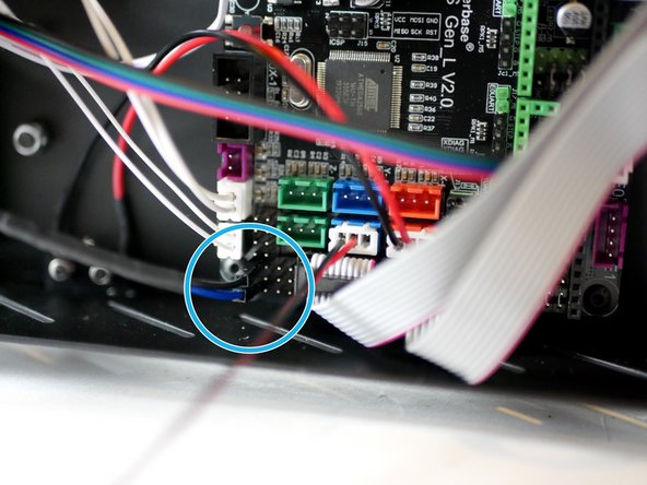 Plug the black and blue probe cables into the positions shown on the control board.