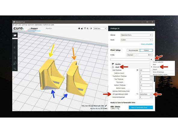 When arranging the models in Cura make sure to have the large flat side flat against the build platform.