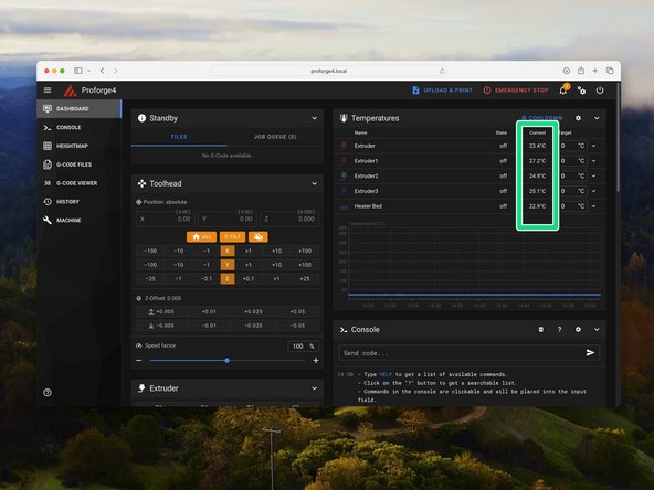 In the mainsail dashboard check that you are receiving the correct temperature readings for all installed print heads and heated bed - i.e. room temperature