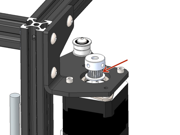 Orientate so that the pulley teeth are facing downwards.