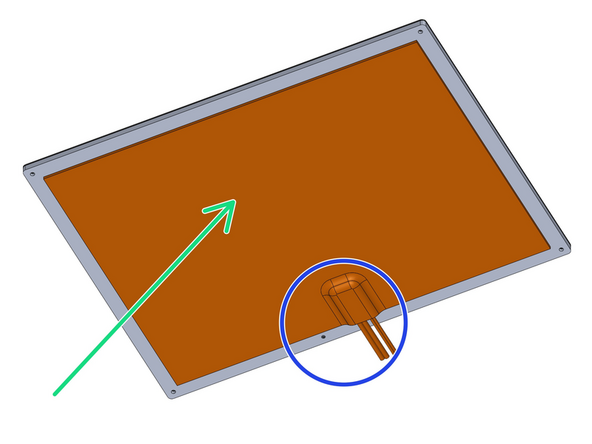 Fix the heater onto the centre of the underside of the platform as shown.