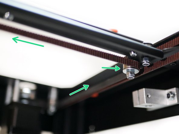 Finally, wrap the belt around the lower right idler on the gantry.