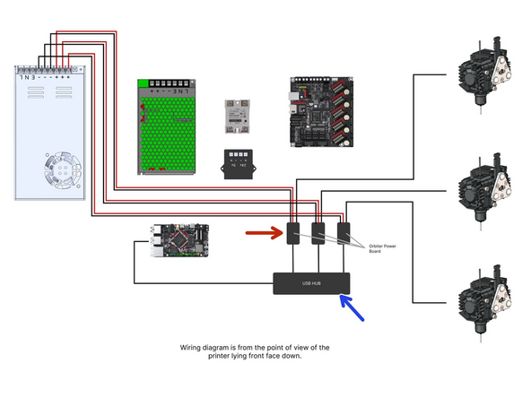 Wire the print heads as shown.
