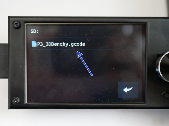 From the home screen go to Print -&gt; TFT SD -&gt; P3_3DBenchy.gcode