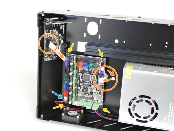 Fix the ribbon cable to the back of the touch screen display, route it under the control board and connect the other end to the board.
