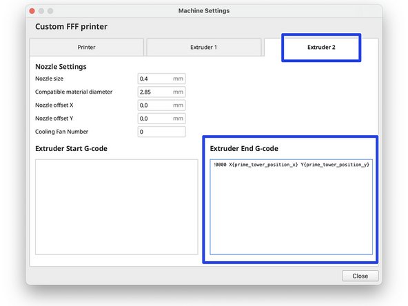 Extruder 1 End G-code: