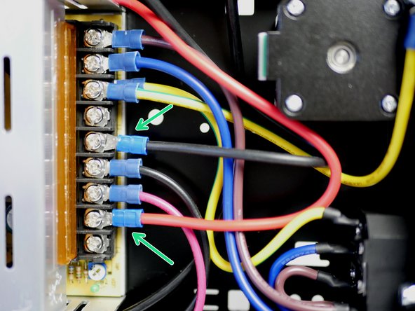 Connect the other ends of the power cables from the MOSFET to the power supply: