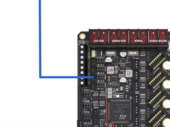 Plug the filter fan into the control board as shown.