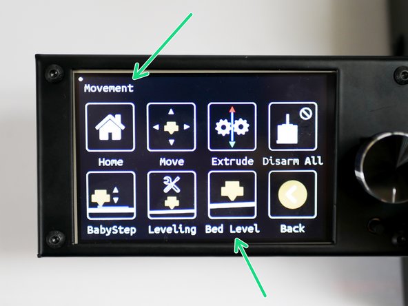 Before beginning this step, make sure that the heated bed and hotend are heated up to your desired printing temp. We recommend 220C on the hotend and 70C on the heated bed as a good starting point.