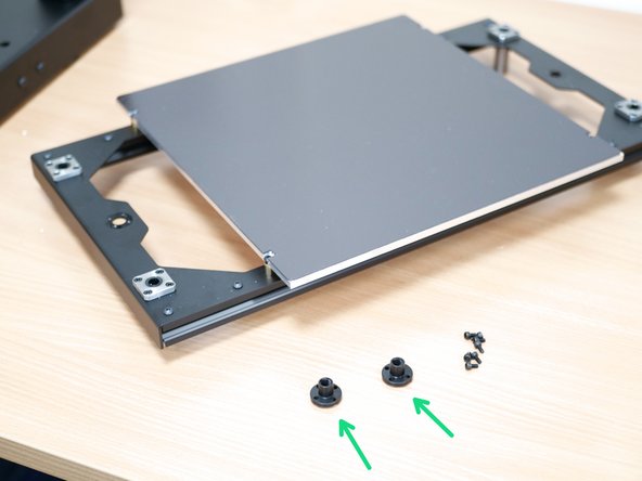 Take the old platform assembly and remove from it the lead screw nuts. The old bolts can be discarded.