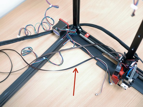 Important - When installing the gantry arrange the belts as described: