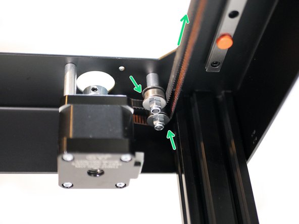 As before, wrap the belt around the motor pulley first and then around the two rear right idlers like shown.