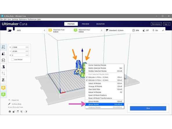 Select both models by pressing ctrl+a or by holding shift and clicking on both.