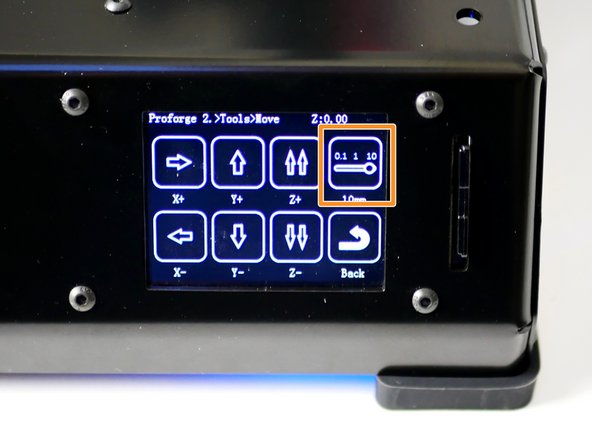 Press the toggle switch to set motion to 10mm.
