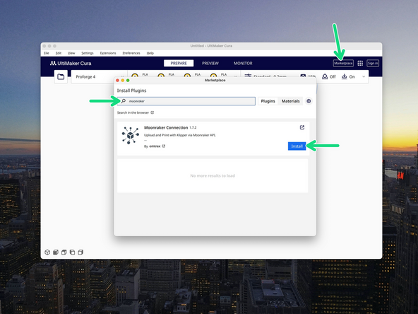 Cura can be connected to the Proforge 4 to send sliced files directly to it over Wi-Fi.
