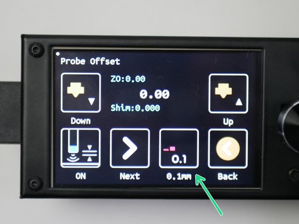 Toggle the adjustment increment to 0.1mm.