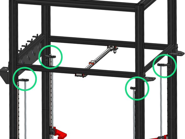 Fix the four lead screw bracket assemblies onto the frame.