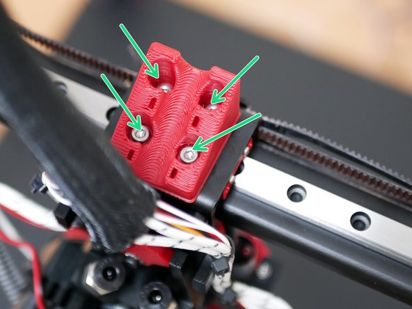 Fix  to the tool carriage the 3d printed cable relief bracket.