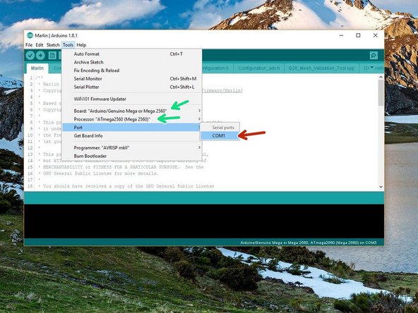Go to Tools -> Port and select the port the Proforge 2/2S is connected to.