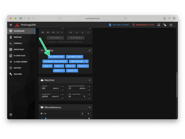 Again, ensure the print heads are all docked.