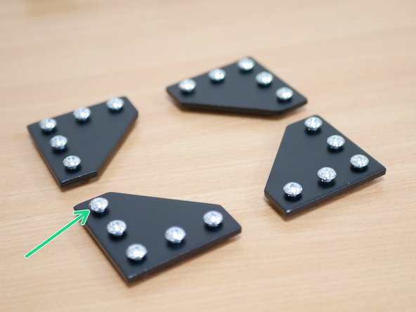 Prepare the four platform brackets as shown with: