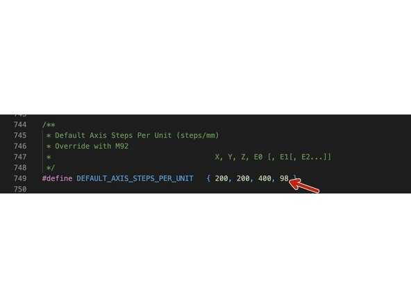 If you are using the included extruders set the steps to 98.