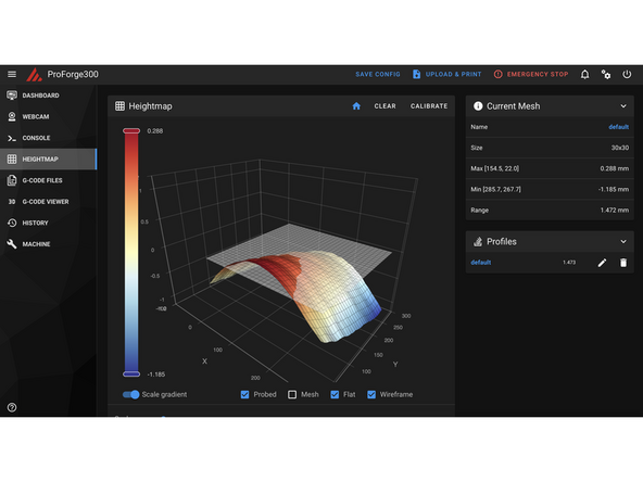 Go to Heightmap in Mainsail to view the bed scan.