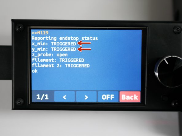 Both the X and Y endstops should be triggered.