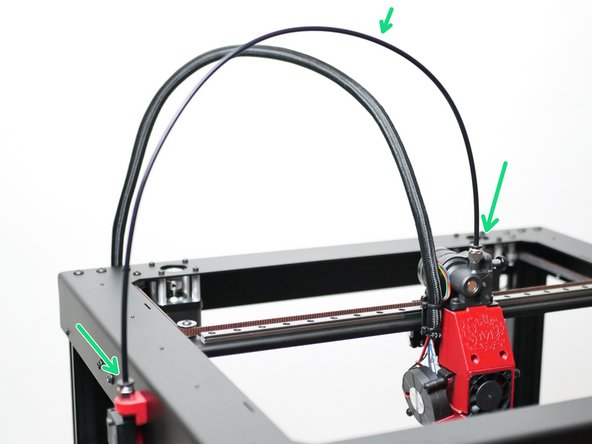 Finally, attach the PTFE tube from the filament sensor assembly to the Orbiter Extruder.