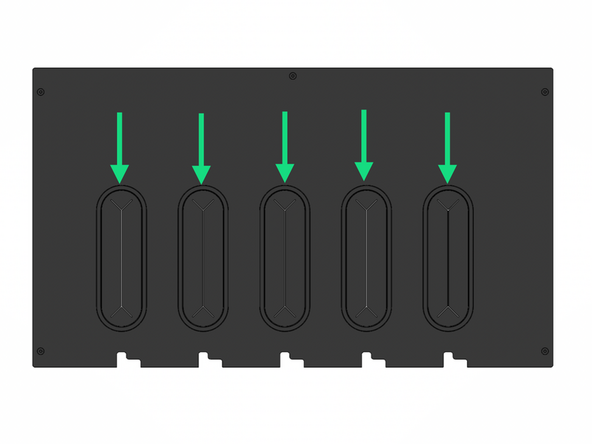 Take the five oval shaped cable grommets and make slits as shown to allow the cables form the print heads to go through.