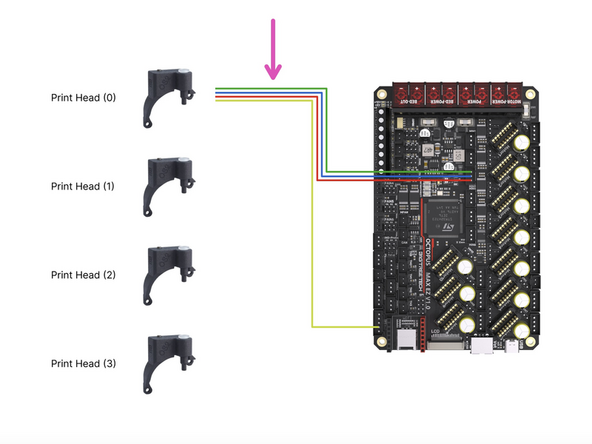 If you are running the Orbiter filament sensor then see the second image for wiring it to the control board.