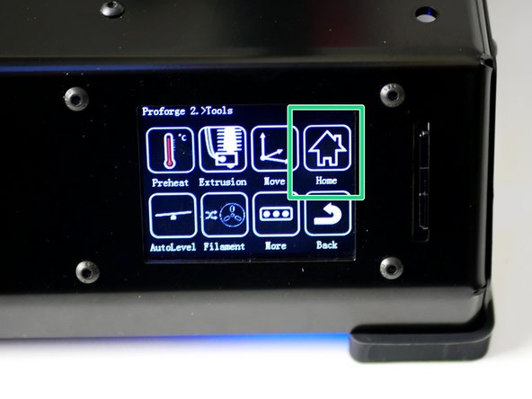 Using the touch screen go to Tools -> Home.