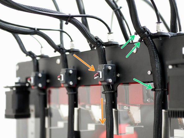 Use cable ties to secure the cable loom to the PTFE tube.