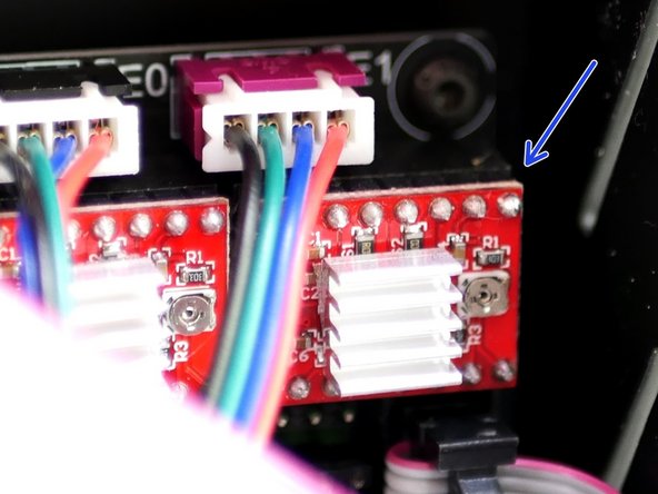 Install the stepper driver onto the control board in the position shown.